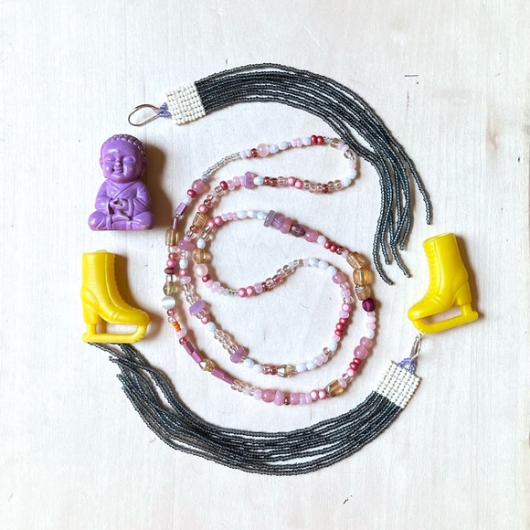 *sold* HANDMADE GLASS NECKLACE | Glass Chunkies One of a Kind Readymade Necklace - Picture 8 of 9